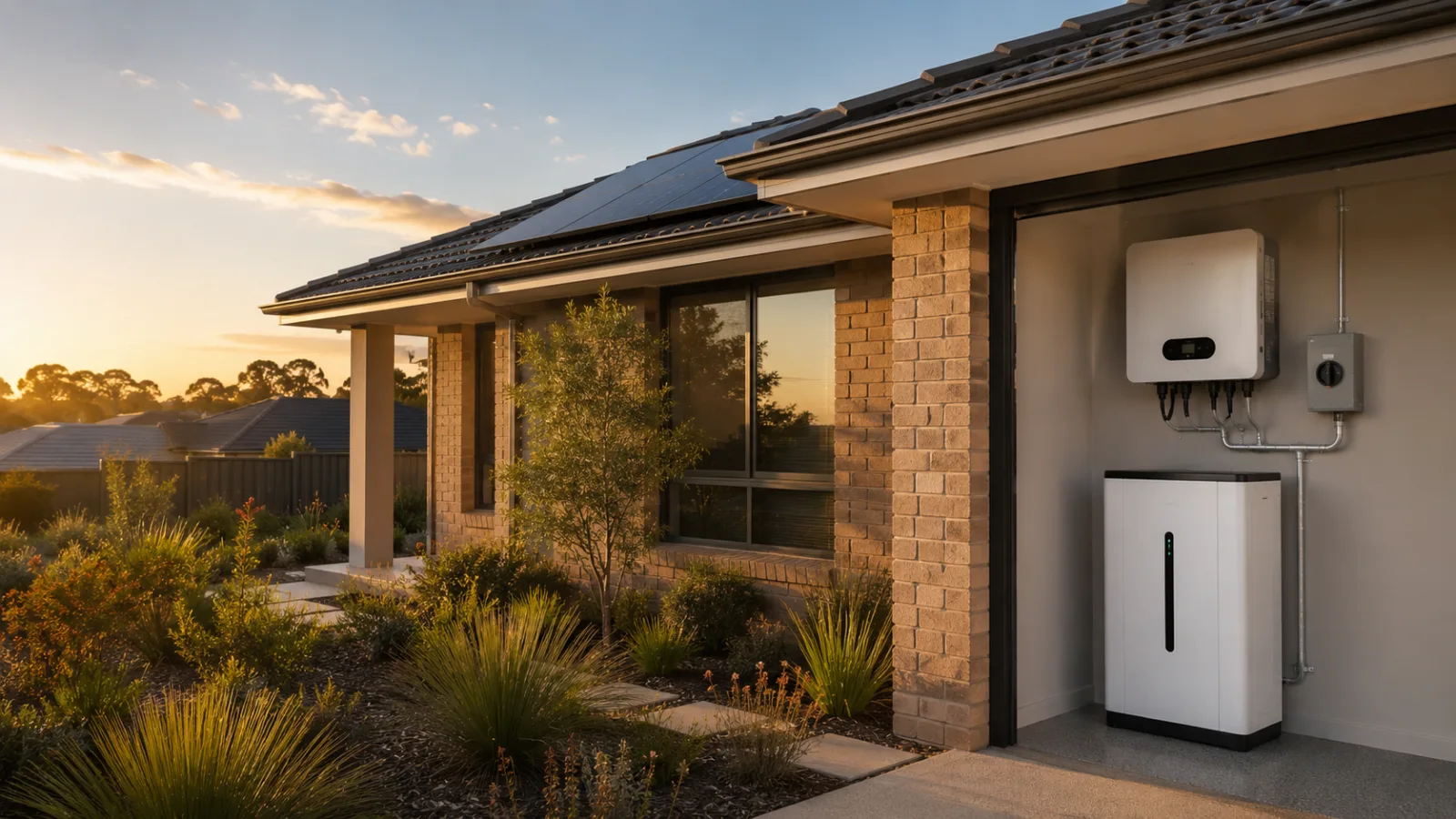 Home battery installed at a Perth house with solar inverter