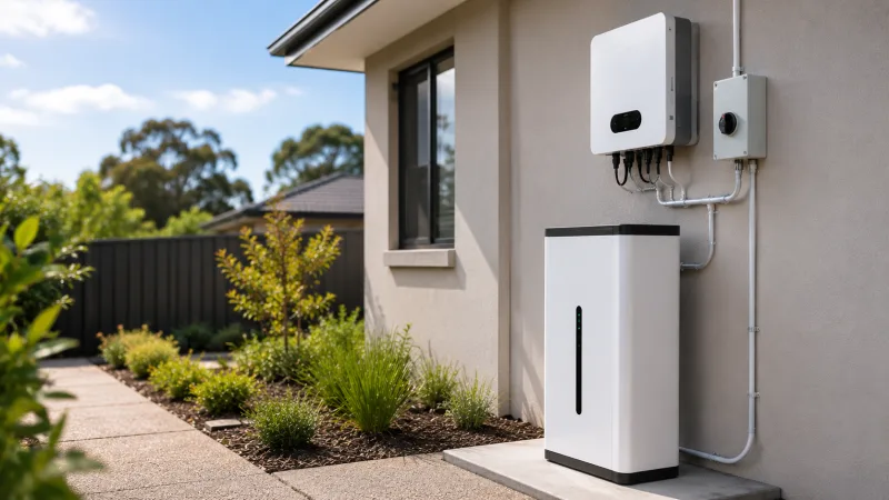 Home battery installed at a Perth house with solar inverter