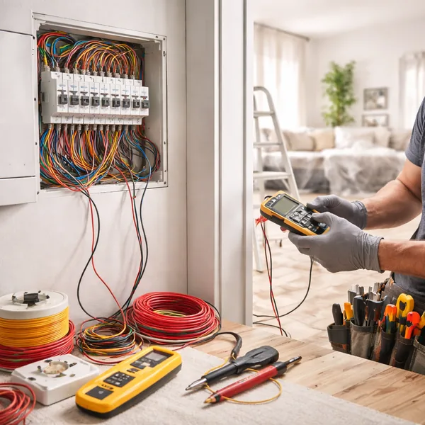 Licensed electrician carrying out home wiring and rewiring work