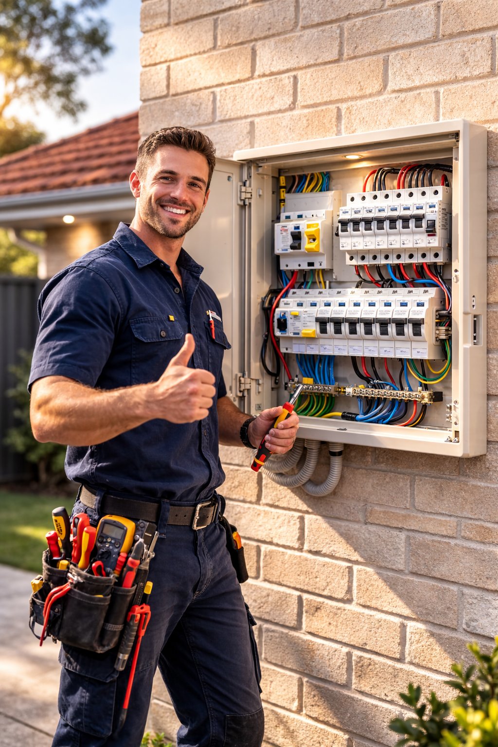 Licensed electrician upgrading a residential switchboard and meter board to meet current Australian electrical standards – Ares Energy & Electricals