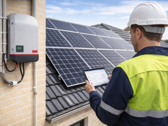 Solar inverter not turning on – technician diagnosing power supply and connection faults – Ares Energy & Electricals