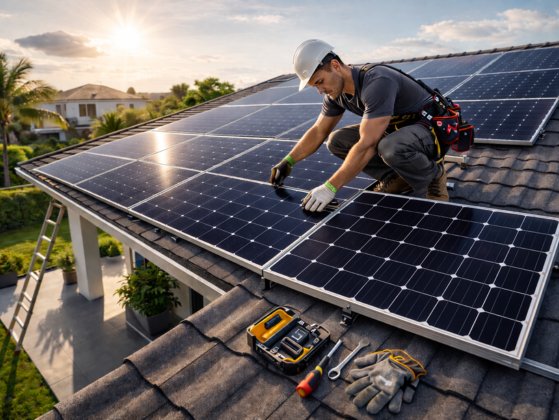 Solar panel replacement service removing a degraded panel and fitting a compatible certified replacement – Ares Energy & Electricals