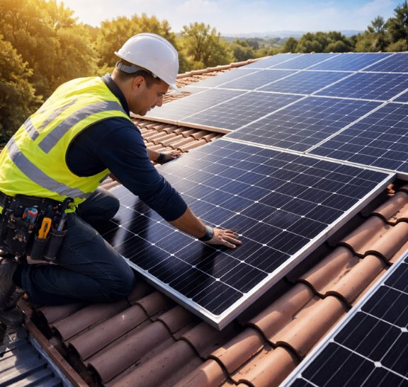Licensed solar technician replacing a damaged solar panel on a residential rooftop in Perth, WA – Ares Energy & Electricals